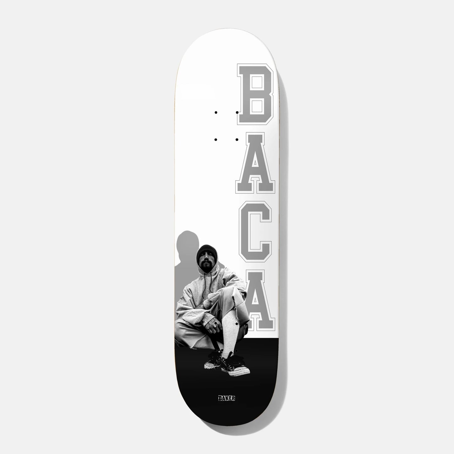 The Baker Baca "Respect to an OG" 8.25" skateboard deck is a tribute to the legends of skateboarding. Featuring a bold graphic that honors the OG Chad Muska, this deck is not only a stylish addition to your setup but also a nod to the rich history of skate culture. Made from durable 7-ply maple, the 8.25" width offers a perfect balance of stability and maneuverability for all your skating needs. With its unique design and solid construction, the Baca "Respect to an OG" deck is a must-have for those who appr