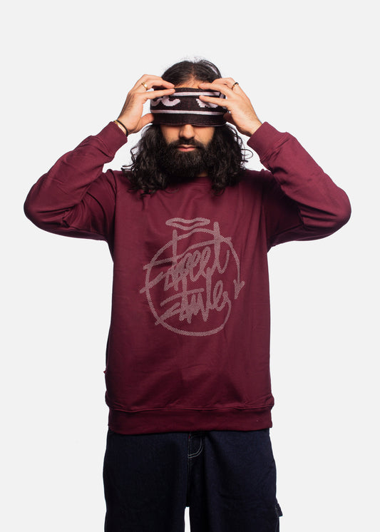 Street Style HALFTONE CREW - Burgundy