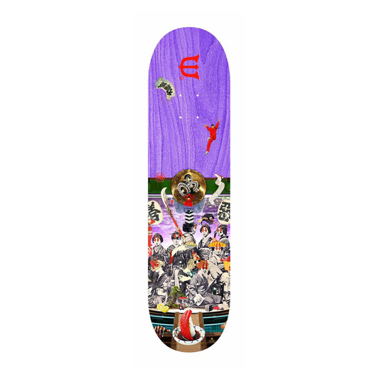 The Evisen Team "Evinaga Musume" 8.25" skateboard deck is a striking piece that showcases the brand's commitment to art and culture within skateboarding. Featuring a vibrant graphic that pays homage to traditional Japanese aesthetics, this deck not only looks great but also performs exceptionally well. Constructed from durable 7-ply maple, it offers the perfect balance of strength and flexibility, making it ideal for both street and park skating. With its 8.25" width, skaters can enjoy stability and control